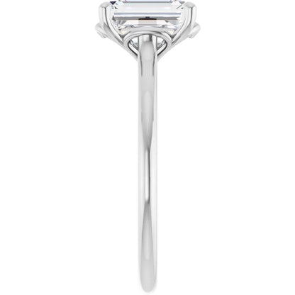 Emerald White Gold Four Claw Solitaire Lab Diamond Engagement Ring 