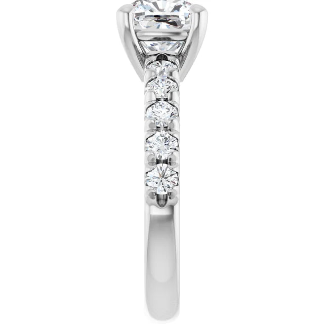 Cushion White Gold Four Claw Set Style Engagement Ring