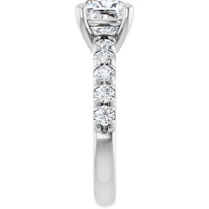 Cushion White Gold Four Claw Set Style Engagement Ring
