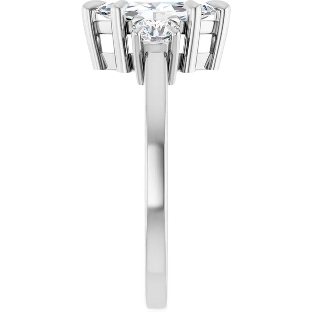 Marquise White Gold Tri Stone Lab Diamond Engagement Ring 