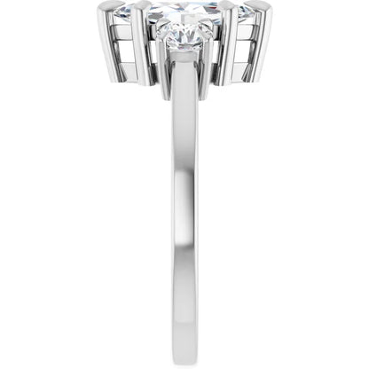 Marquise White Gold Tri Stone Lab Diamond Engagement Ring 