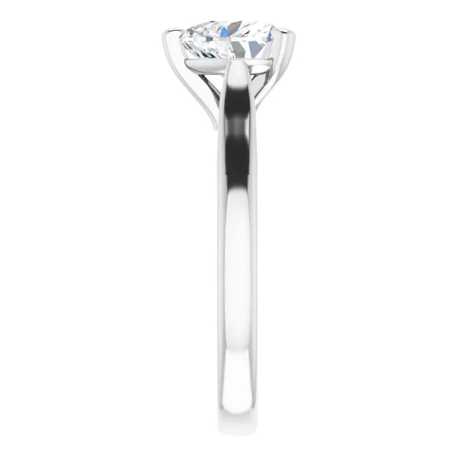 Three Claw White Gold Heart Solitaire Engagement Ring