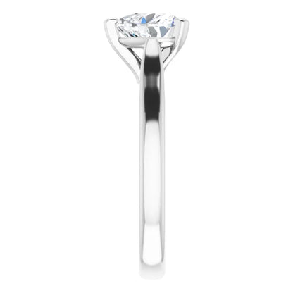 Three Claw White Gold Heart Solitaire Engagement Ring