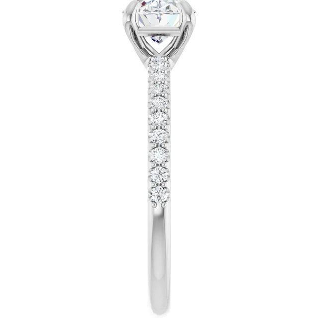 Oval White Gold East West Style Engagement Ring