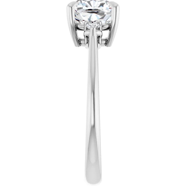 Cushion White Gold Accent Engagement Ring