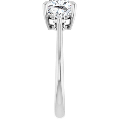 Cushion White Gold Accent Engagement Ring