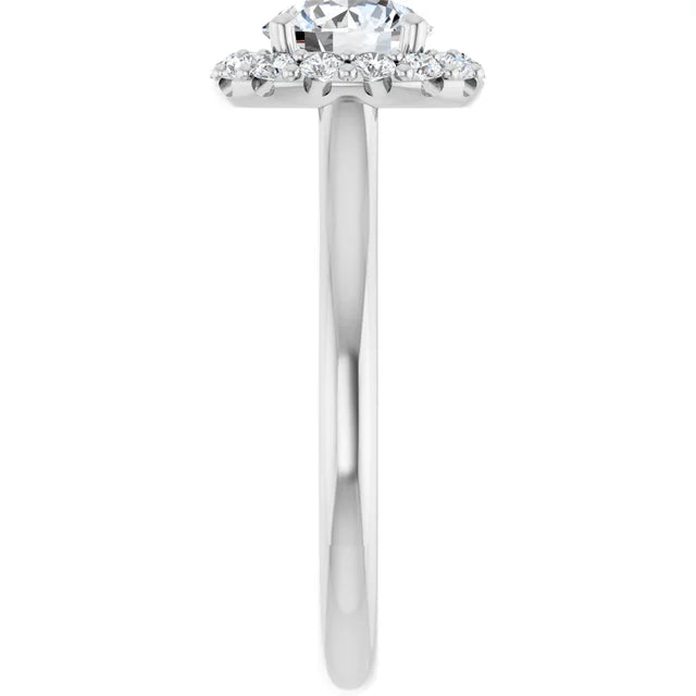 Round Brilliant Halo Solitaire White Gold Lab Diamond Engagement Ring 