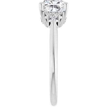 Cushion White Gold Antique Inspired Design Engagement Ring