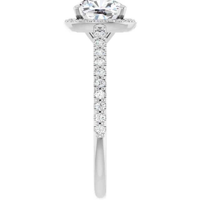 Cushion White Gold Halo Lab Diamond Engagement Ring 