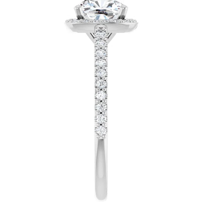 Cushion White Gold Halo Lab Diamond Engagement Ring 