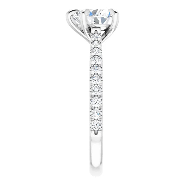 Heart White Gold Claw Set Style Engagement Ring