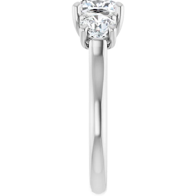 Cushion White Gold Tri Stone Lab Diamond Engagement Ring