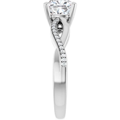 Cushion White Gold Claw Set Twist Style Engagement Ring 