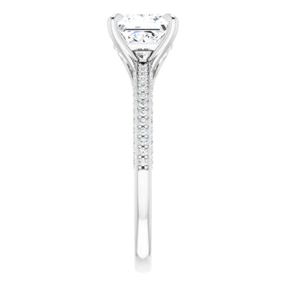 Princess White Gold Pave Lab Diamond Engagement Ring 