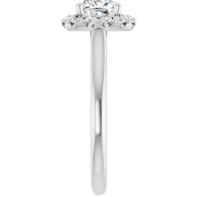 Cushion Halo Solitaire White Gold Lab Diamond Engagement Ring 