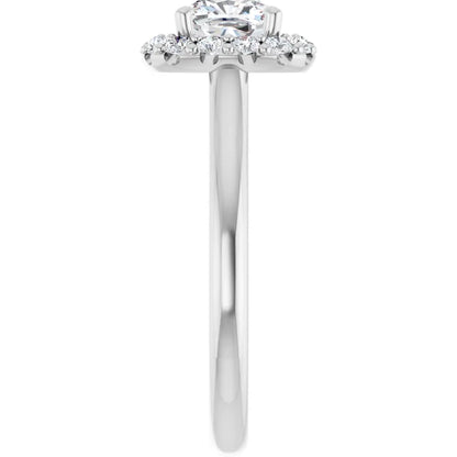 Cushion Halo Solitaire White Gold Lab Diamond Engagement Ring 