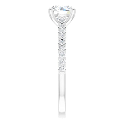Round Brilliant White Gold Pave Style Lab Diamond Engagement Ring 