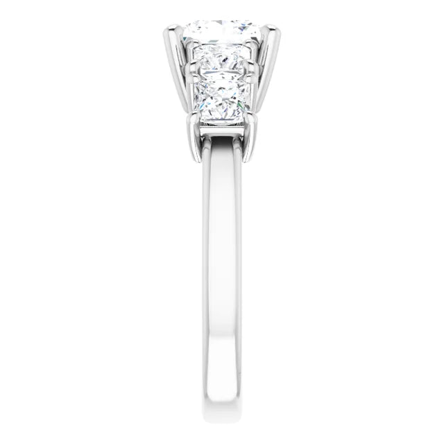 Princess White Gold Multi Stone Accent Style Engagement Ring