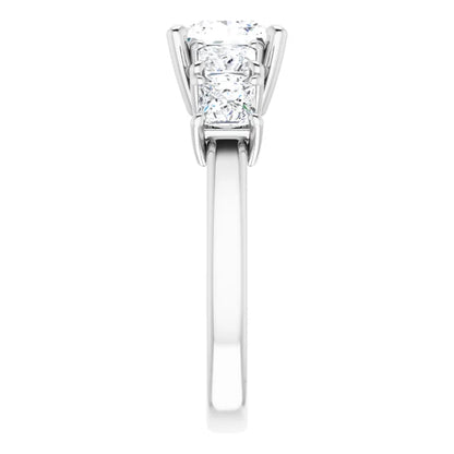Princess White Gold Multi Stone Accent Style Engagement Ring