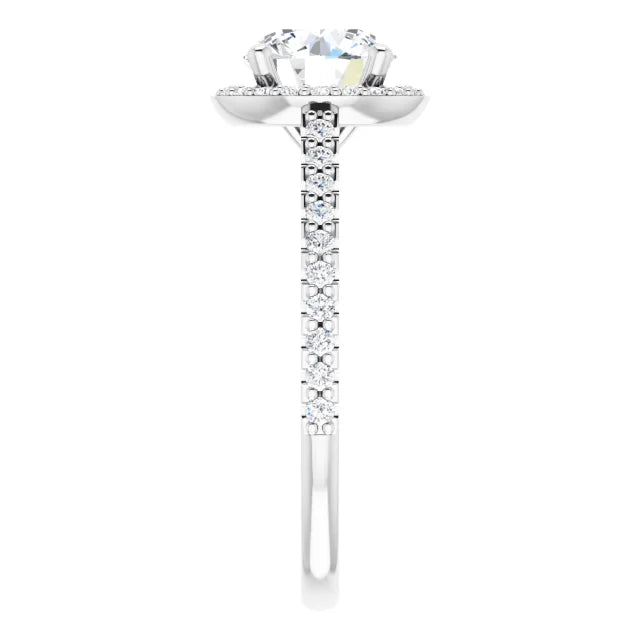 Round Brilliant White Gold Halo Lab Diamond Engagement Ring 