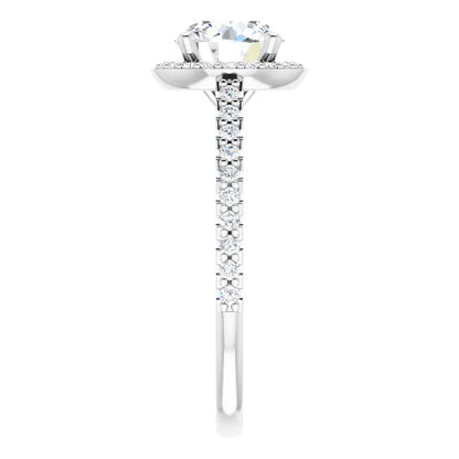Round Brilliant White Gold Halo Lab Diamond Engagement Ring 