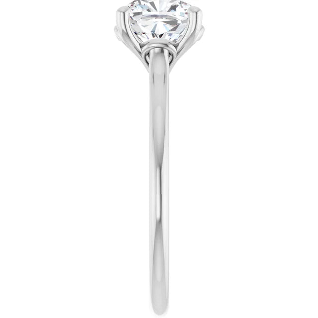 Cushion White Gold Four Claw Solitaire Lab Diamond Engagement Ring 