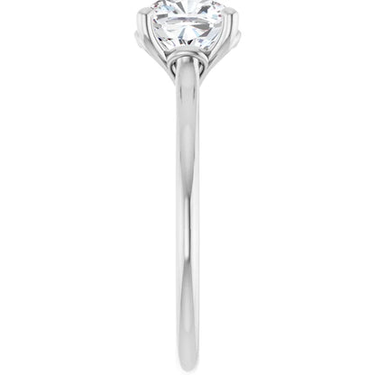 Cushion White Gold Four Claw Solitaire Lab Diamond Engagement Ring 