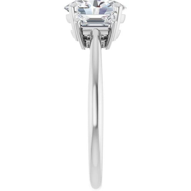Oval White Gold Tri Stone Lab Diamond Engagement Ring