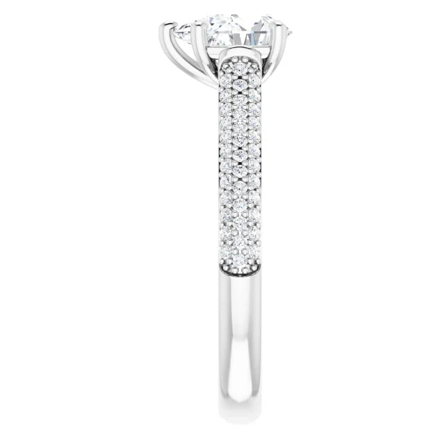 Pear White Gold Pave Lab Diamond Engagement Ring 
