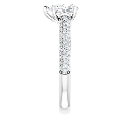 Pear White Gold Pave Lab Diamond Engagement Ring 