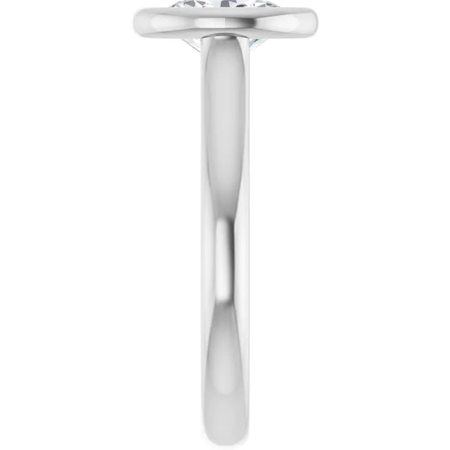 Oval White Gold Bezel Solitaire Lab Diamond Engagement Ring 