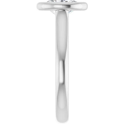 Oval White Gold Bezel Solitaire Lab Diamond Engagement Ring 