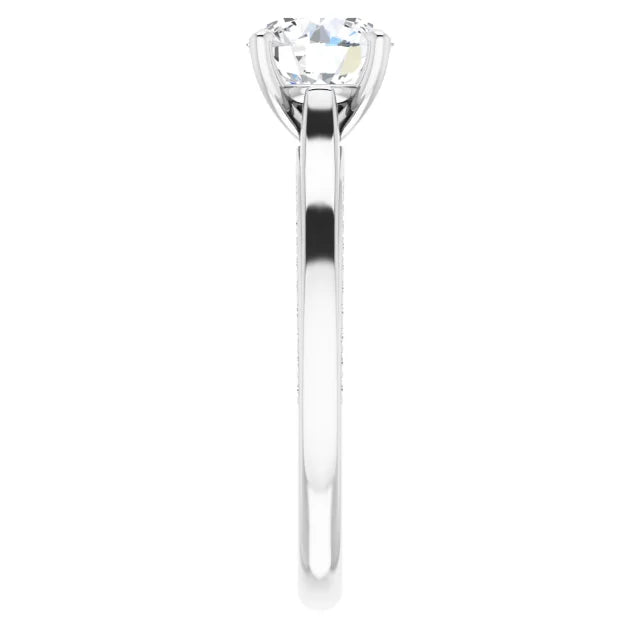 Round Brilliant White Gold Solitaire & Hidden Diamond Band Engagement Ring