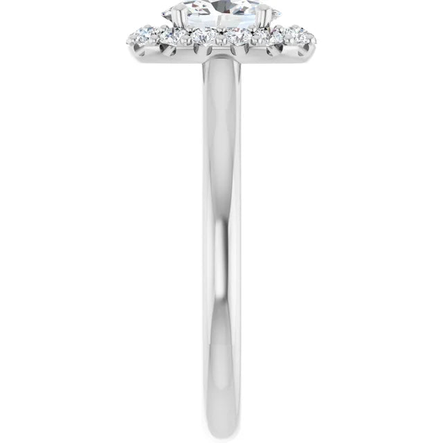 Oval Halo Solitaire White Gold Lab Diamond Engagement Ring 