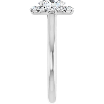 Oval Halo Solitaire White Gold Lab Diamond Engagement Ring 