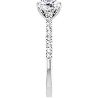 Cushion White Gold Pave Style Lab Diamond Engagement Ring 