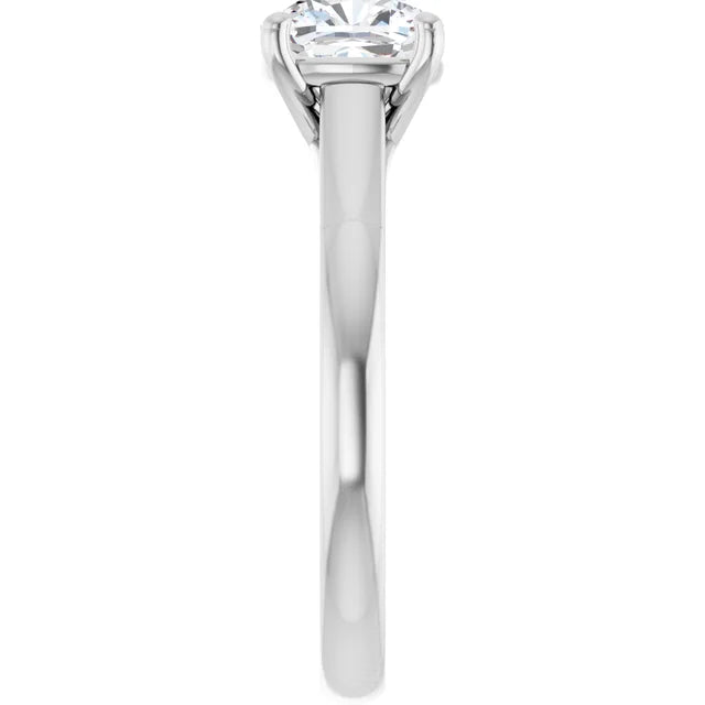 Four Claw Cushion White Gold Solitaire Lab Diamond Engagement Ring