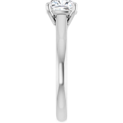 Four Claw Cushion White Gold Solitaire Lab Diamond Engagement Ring
