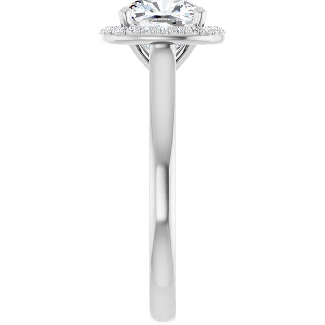 Cushion Halo Solitaire Lab Diamond Engagement Ring White Gold. 