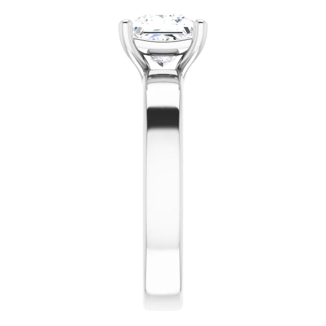 Princess White Gold Wide Band Solitaire Engagement Ring