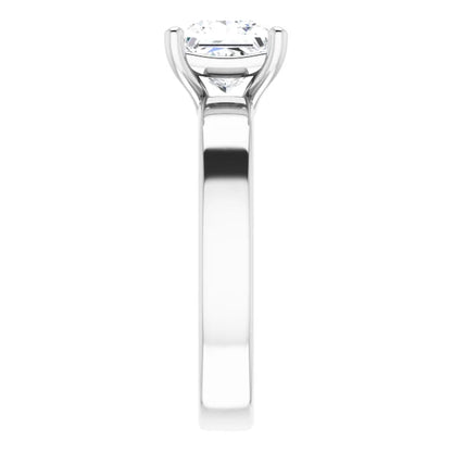 Princess White Gold Wide Band Solitaire Engagement Ring