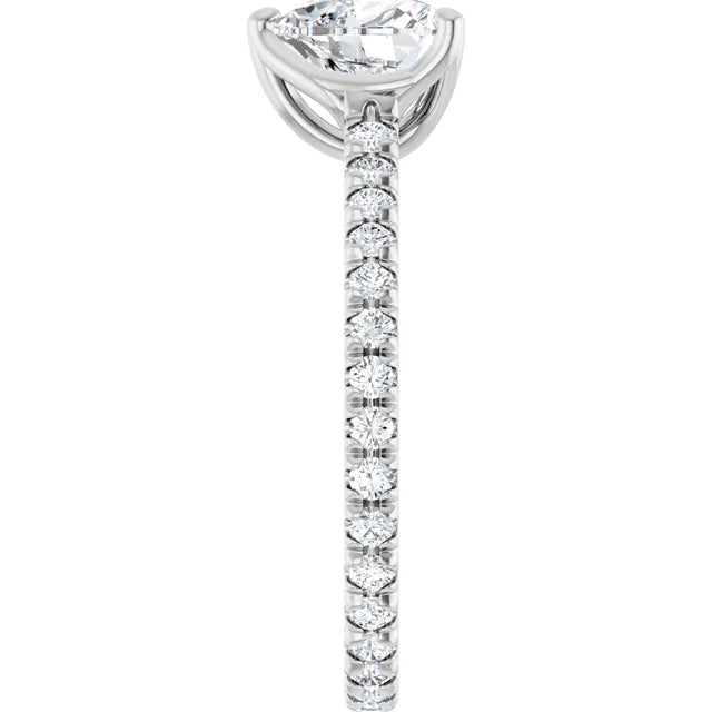 Heart White Gold Claw Set Eternity Style Engagement Ring