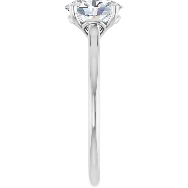 Oval White Gold Four Claw Solitaire Lab Diamond Engagement Ring 