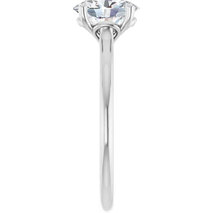 Oval White Gold Four Claw Solitaire Lab Diamond Engagement Ring 