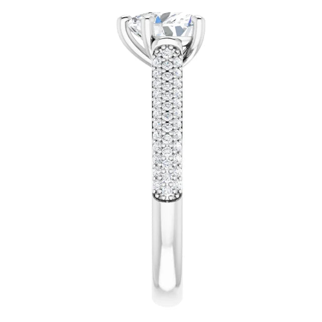 Heart White Gold Pave Lab Diamond Engagement Ring 