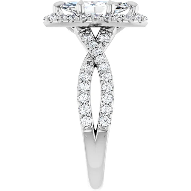 Marquise Twist Halo Style Engagement Ring
