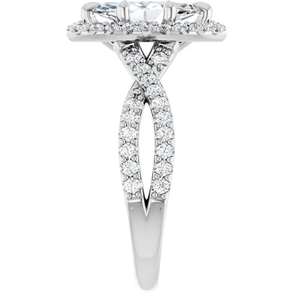 Marquise Twist Halo Style Engagement Ring