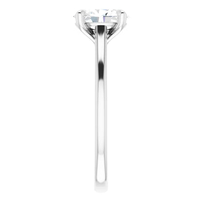 Oval White Gold Four Claw Solitaire Lab Diamond Engagement Ring 