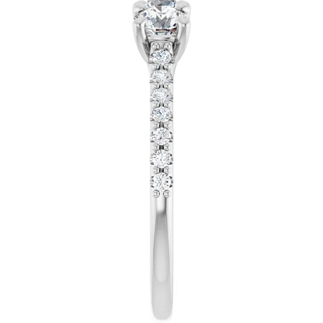 Round Brilliant White Gold Tri Stone Lab Diamonds Engagement Ring 