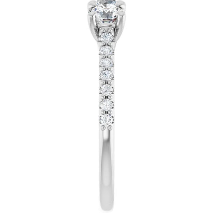 Round Brilliant White Gold Tri Stone Lab Diamonds Engagement Ring 